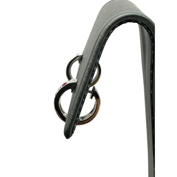 Shane Co. 14K White Gold Diamon & Red Stone Mini Hoop Earrings (16204) - Picture 6 of 16